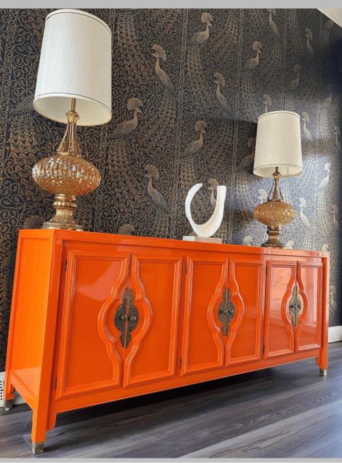 Orange vintage credenza