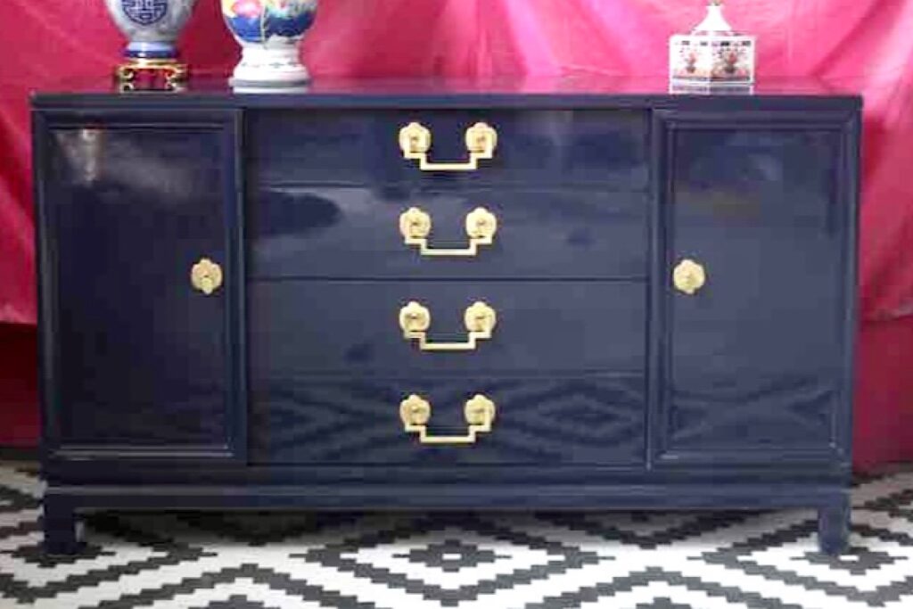 Navy buffet with gold hardware 