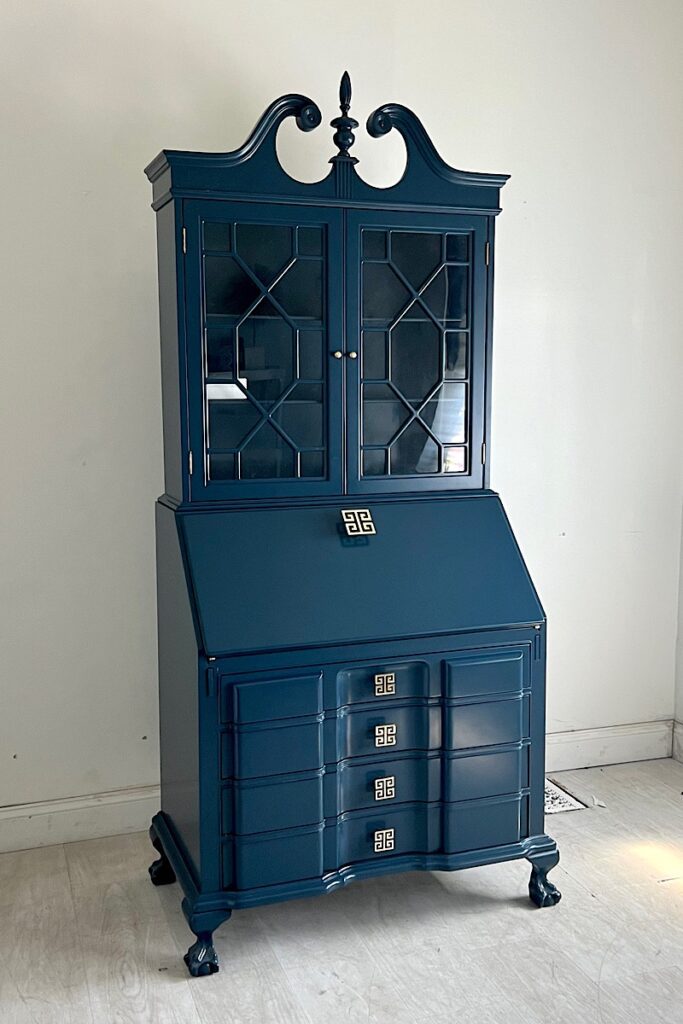 Washington Blue painted secretary cabinet 