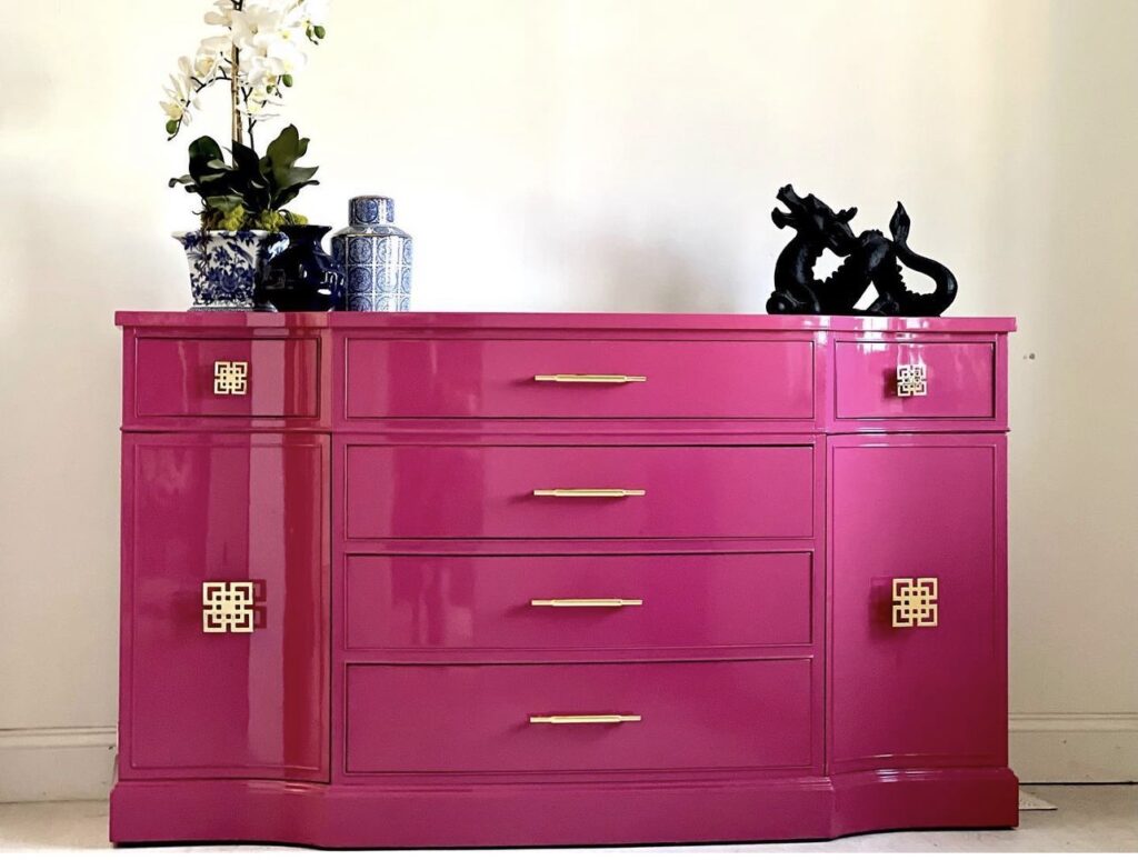 Hot pink lacquered buffet