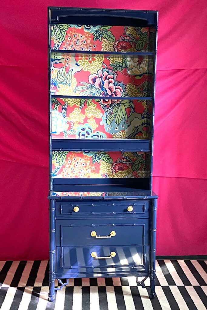 Thibaut Honshu wallpaper on Old Navy hutch