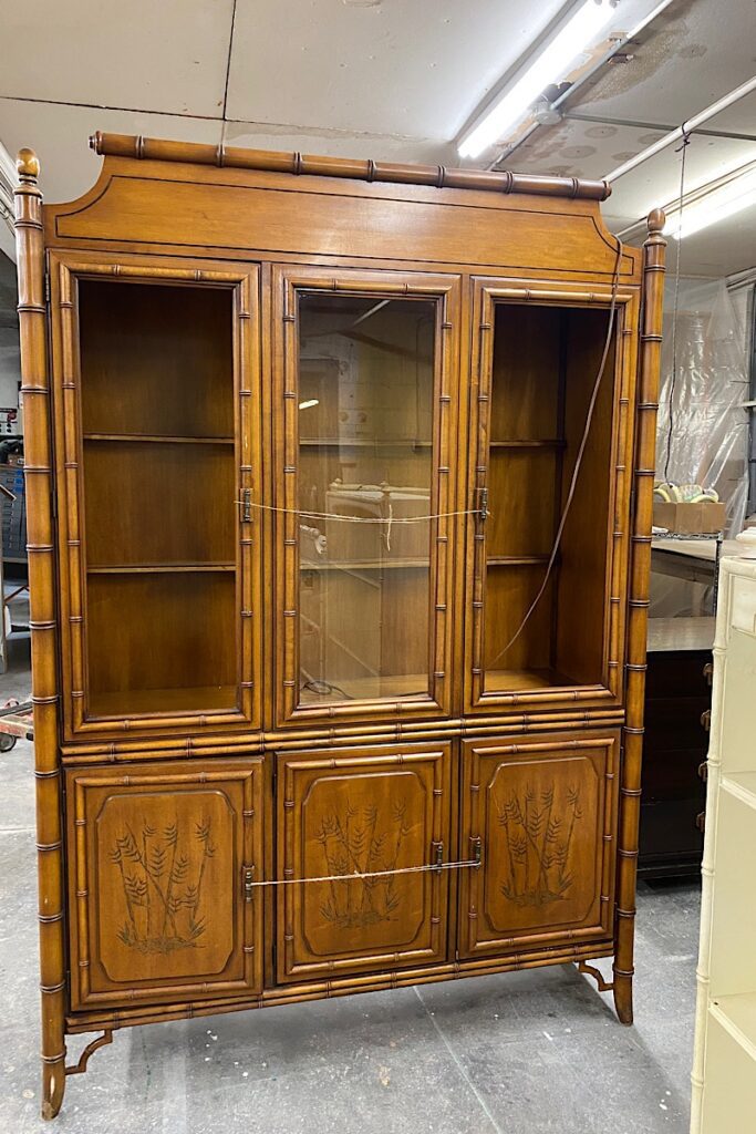 Dixie faux bamboo china cabinet 