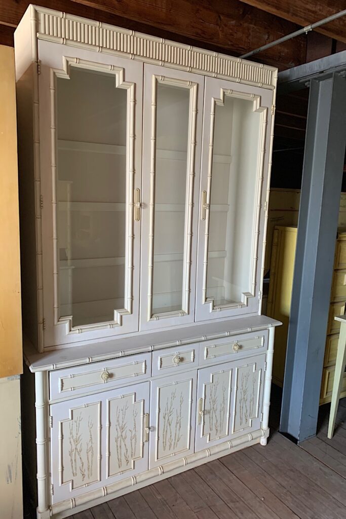 Faux bamboo china cabinet - vintage Thomasville