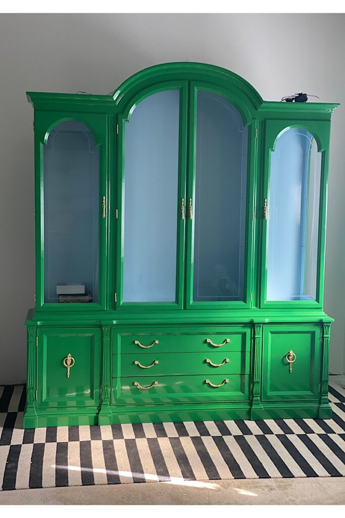 Green & light blue traditional china cabinet