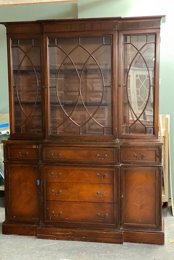 Traditional china cabinet before