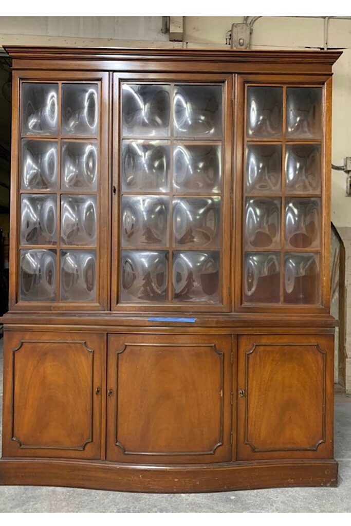 Brown bubble glass china cabinet