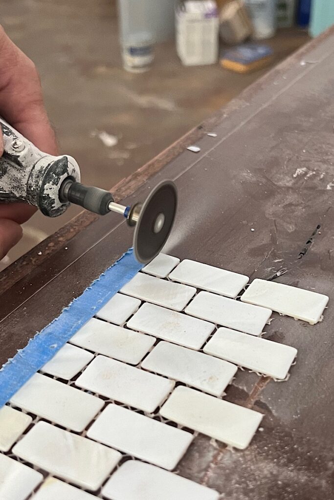 Cut Mother of pearl tile with Dremel rotary tool