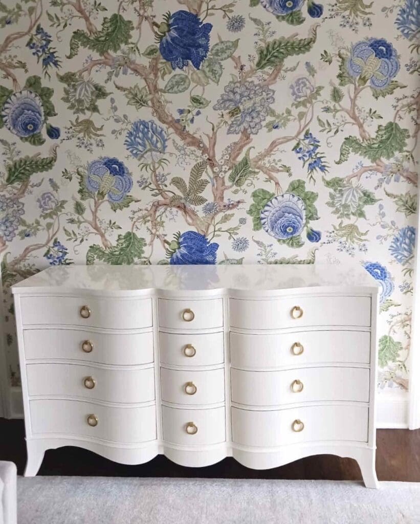 Serpentine dresser in Ben Moore White Dove 