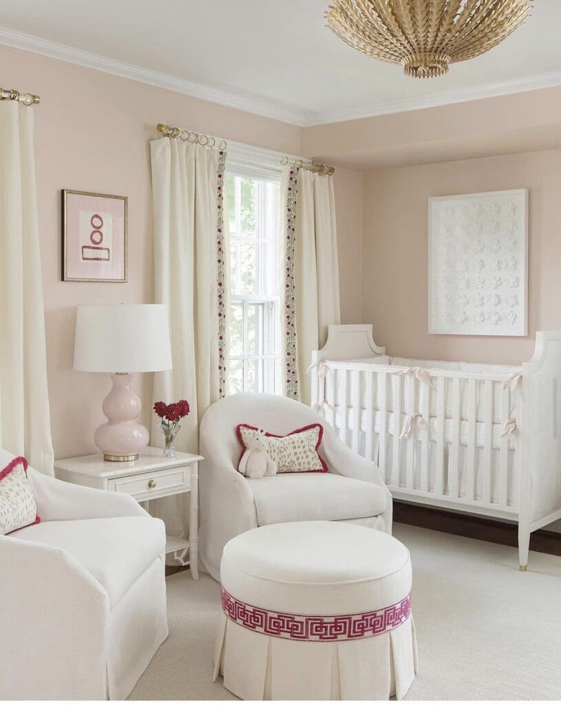 Creamy white and blush pink nursery 