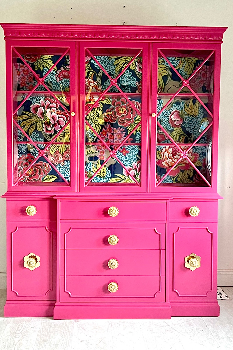 Peony pink china cabinet