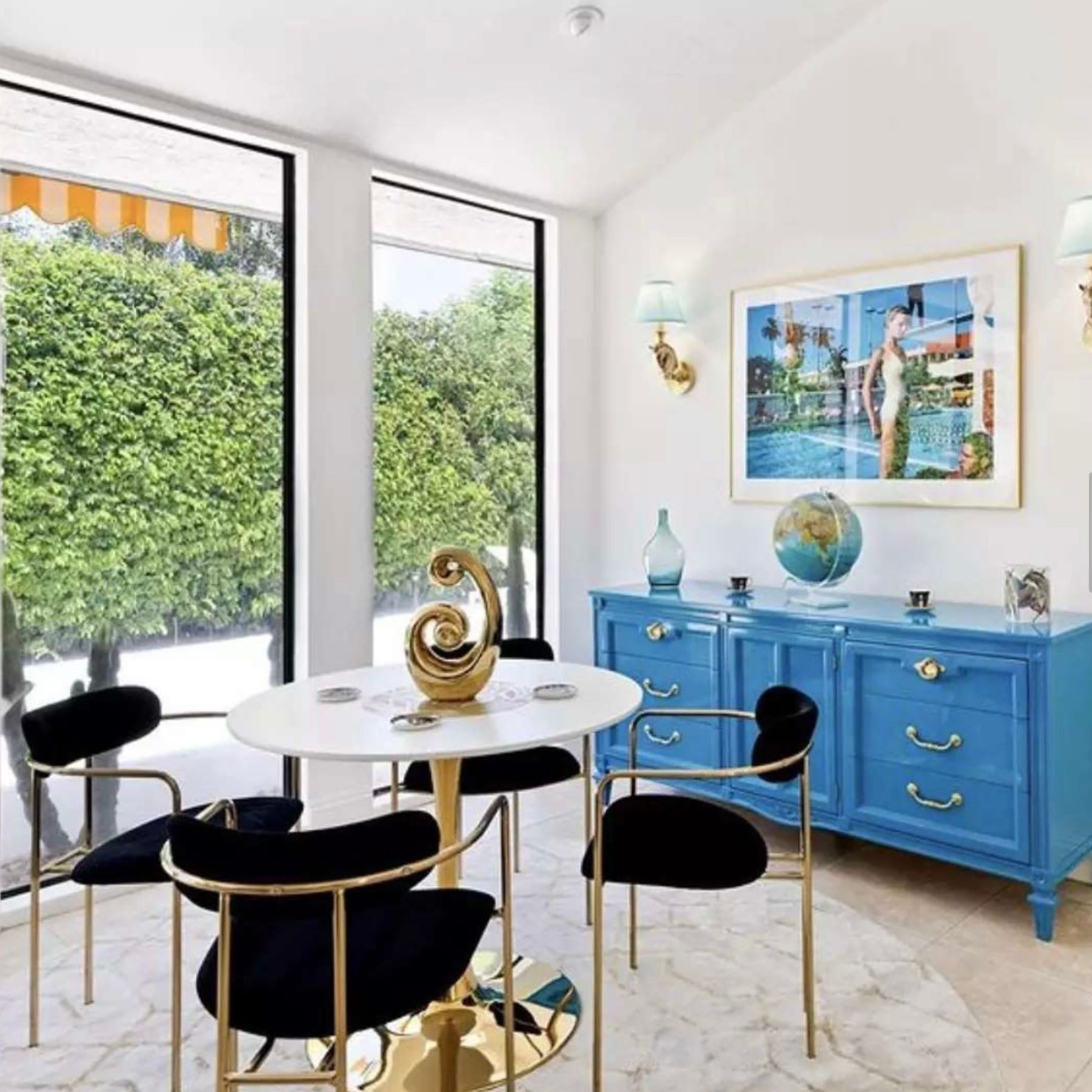 Formal dining room with lacquered credenza