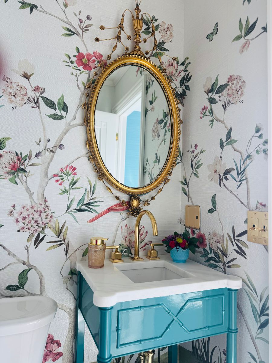 Chinoiserie powder room makeover